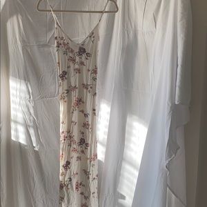 Floral midi dress with slit on the left side